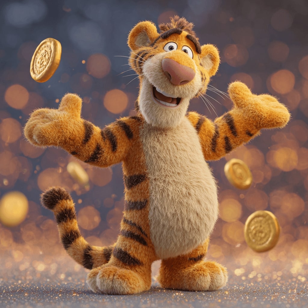 Tiger celebrates winning an online gambling game at 499BET Casino